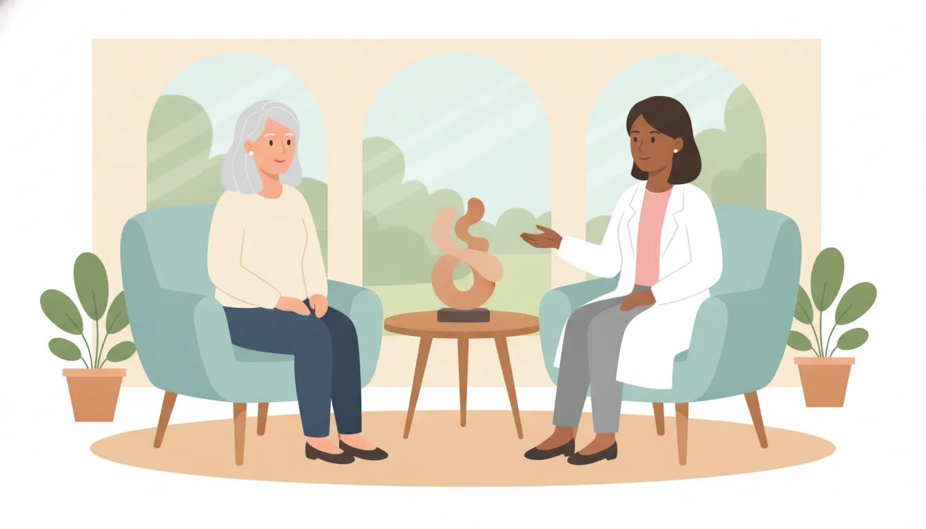 Woman discussing rectocele treatment options with a female pelvic health physician