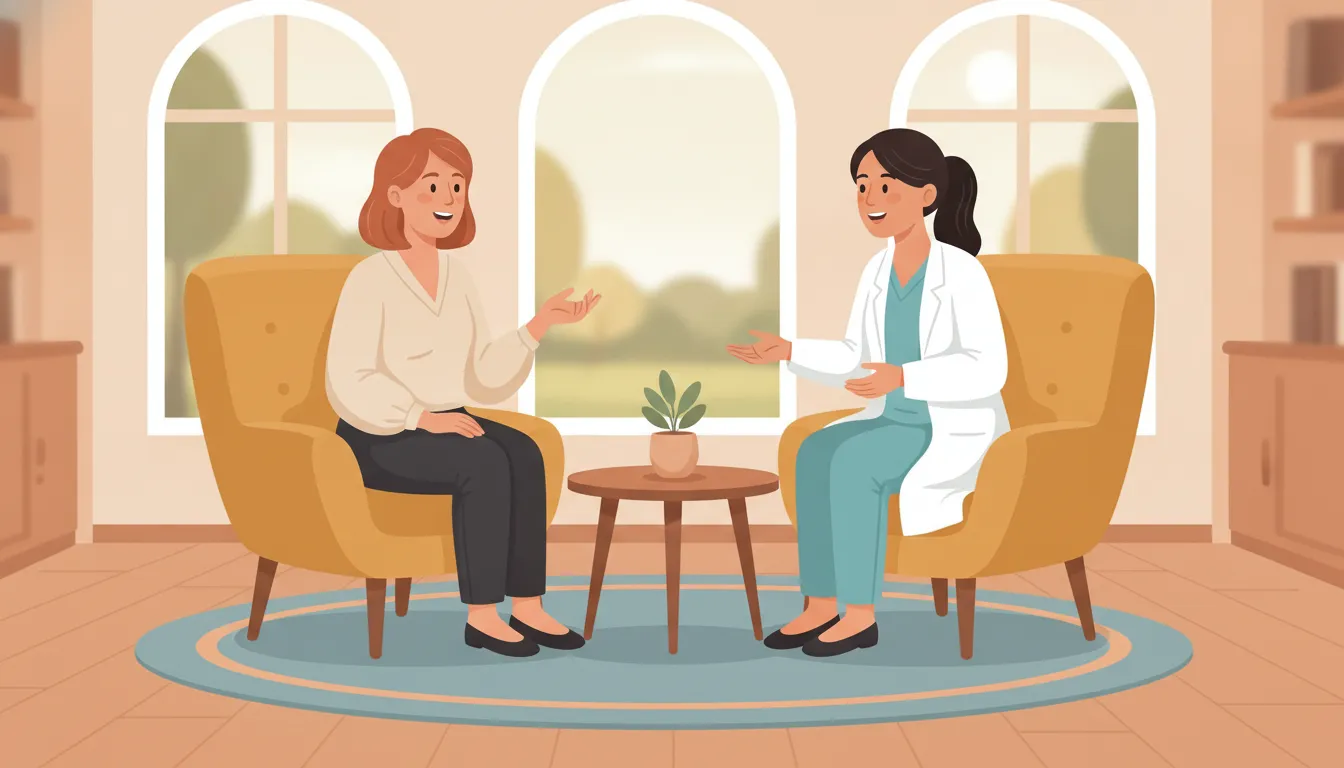 Woman discussing bladder and pelvic floor symptoms with a female physician