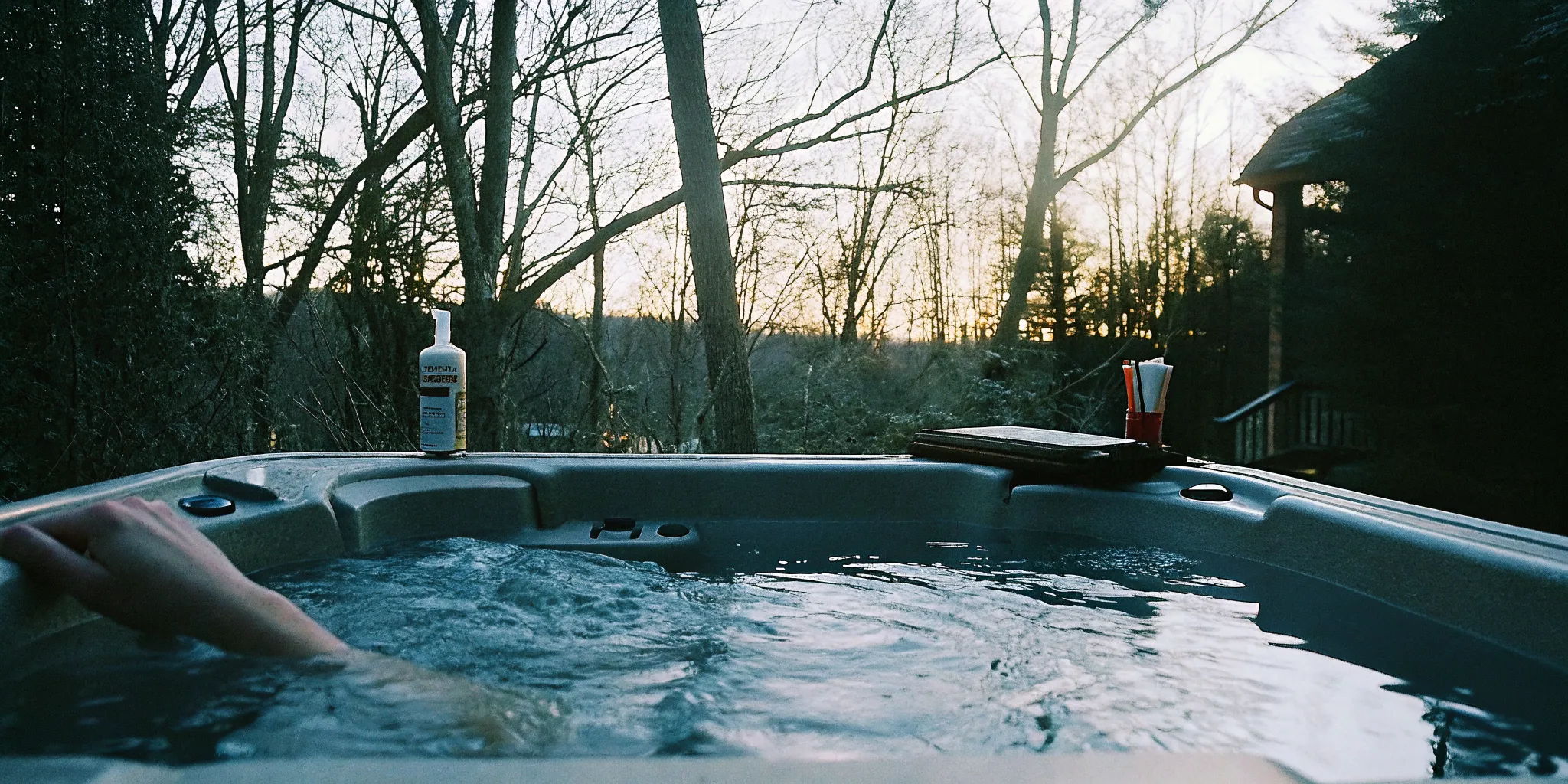 Homeowner following a hot tub water care schedule