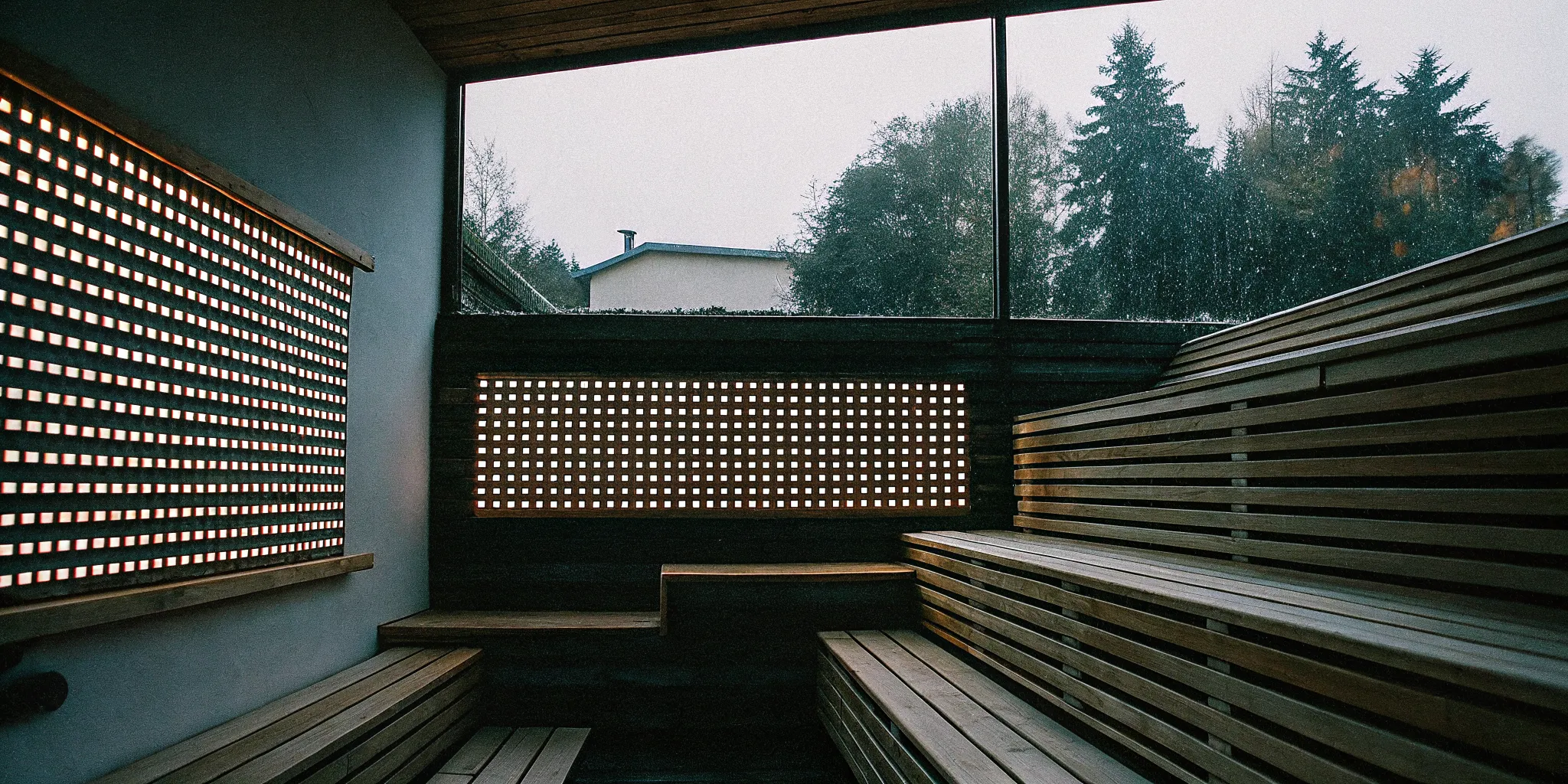 Modern infrared home sauna with direct-heat wall panels