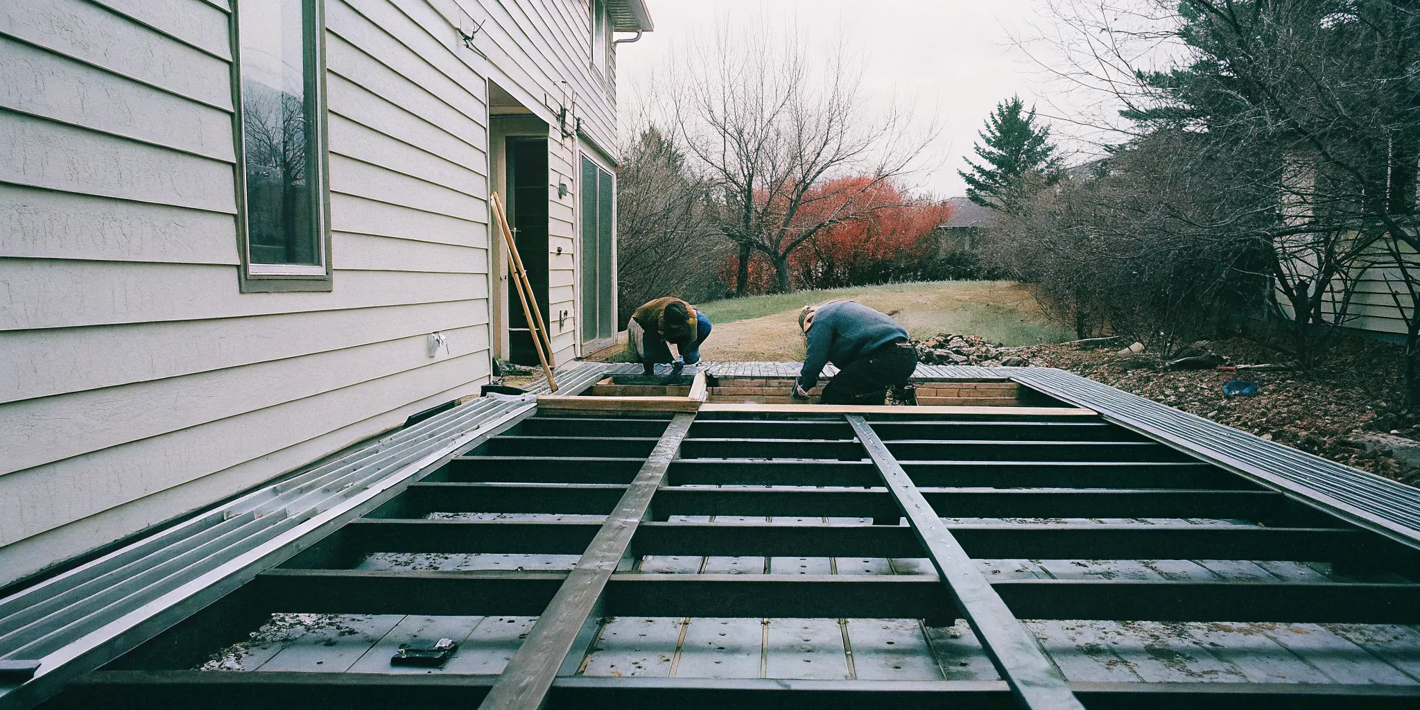 Professional planning structural support for a hot tub deck