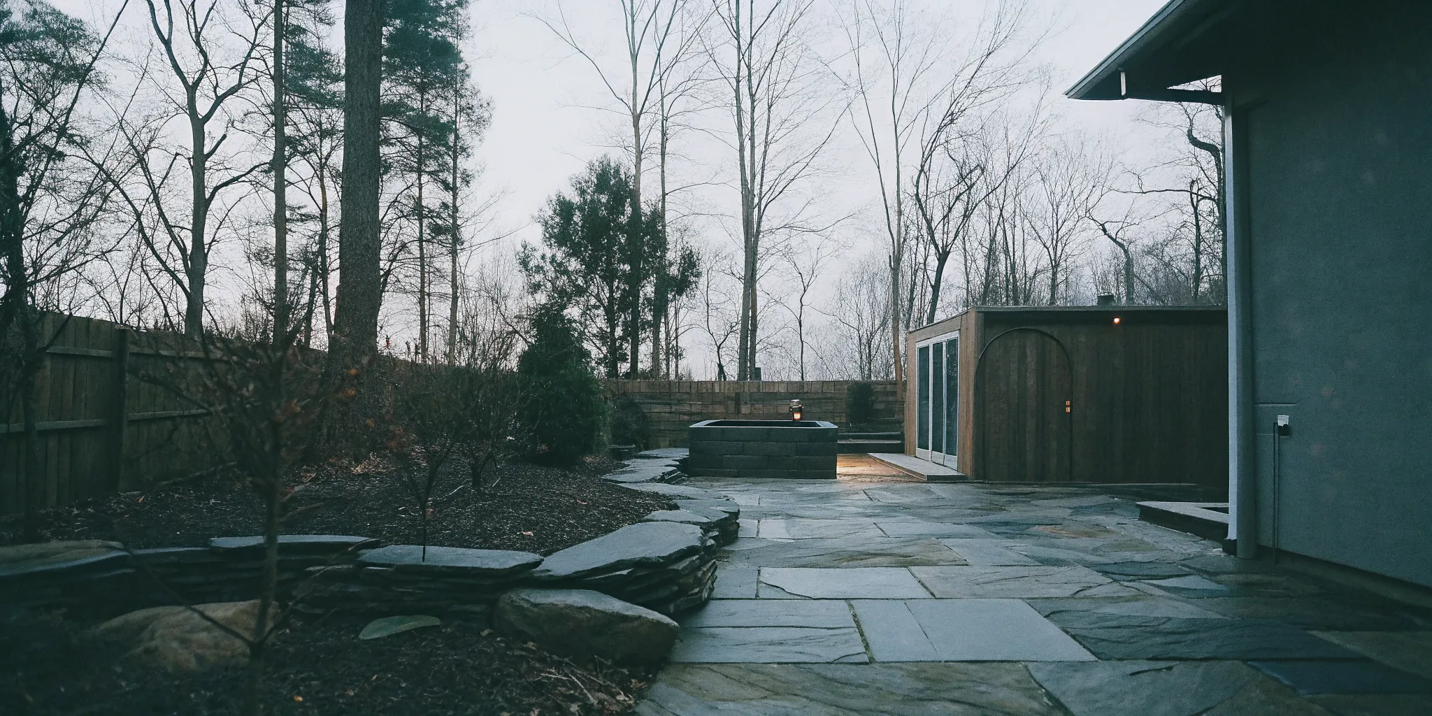 Cold plunge sauna room ideas with a clear backyard recovery layout