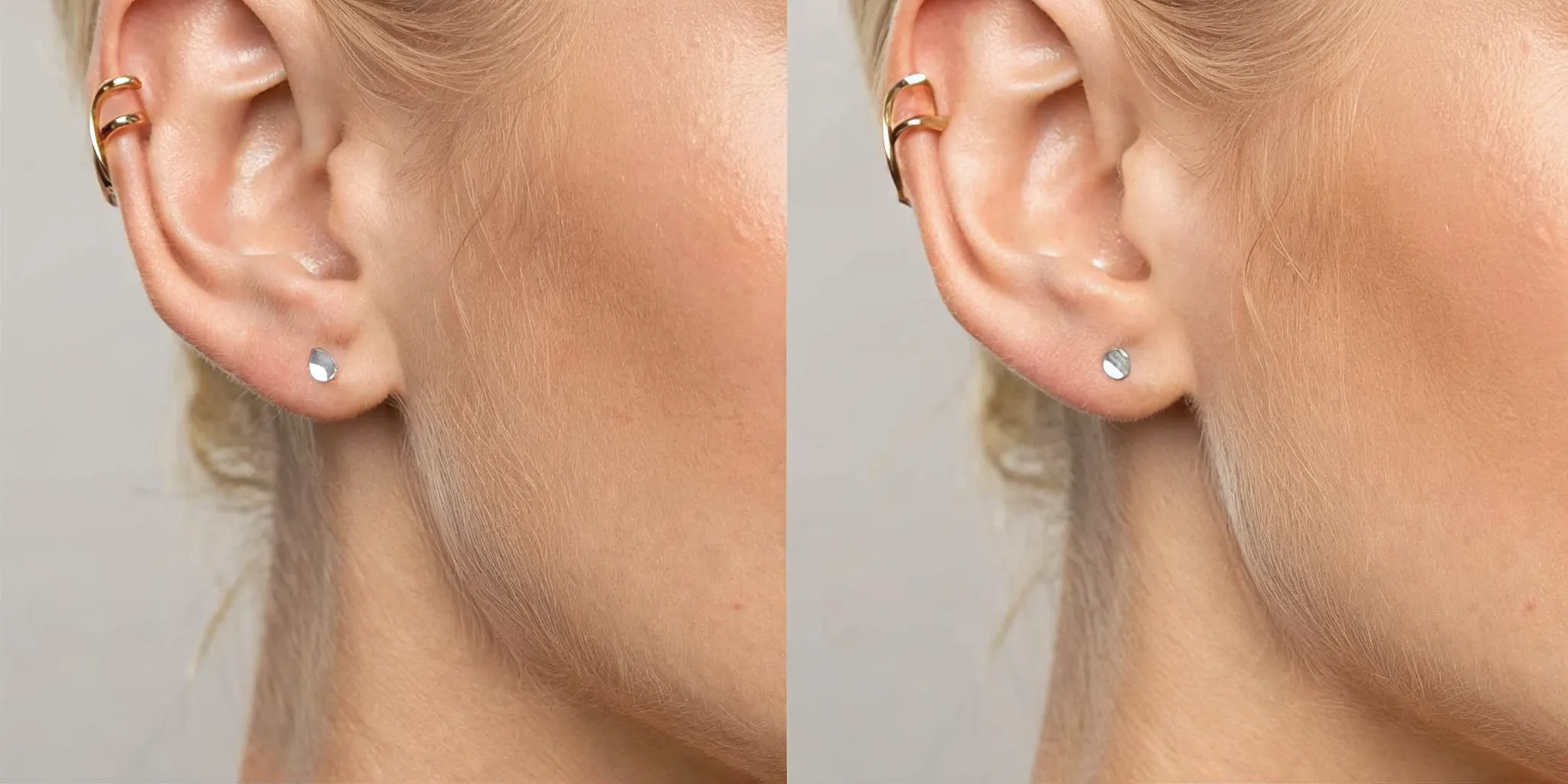 Illustrated ear showing common ear piercing placement zones