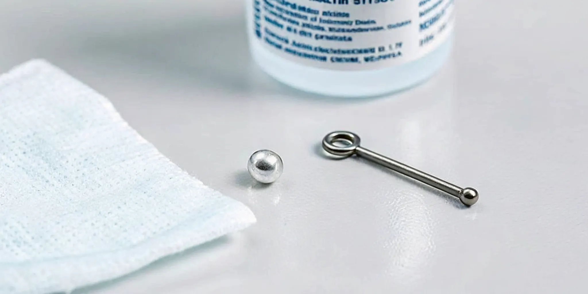 Sterile saline and clean gauze for infected ear piercing prevention