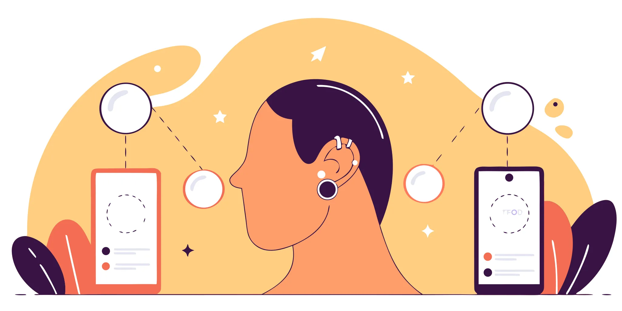 Flat vector illustration showing a healing timeline for a daith piercing with three stages from initial healing to fully settled