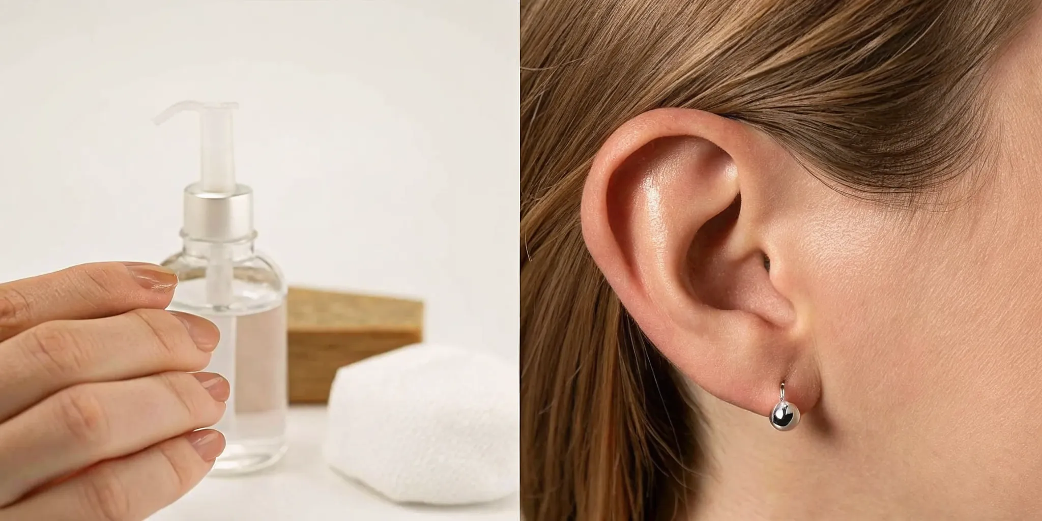 Clean saline aftercare for reducing ear piercing infection risk