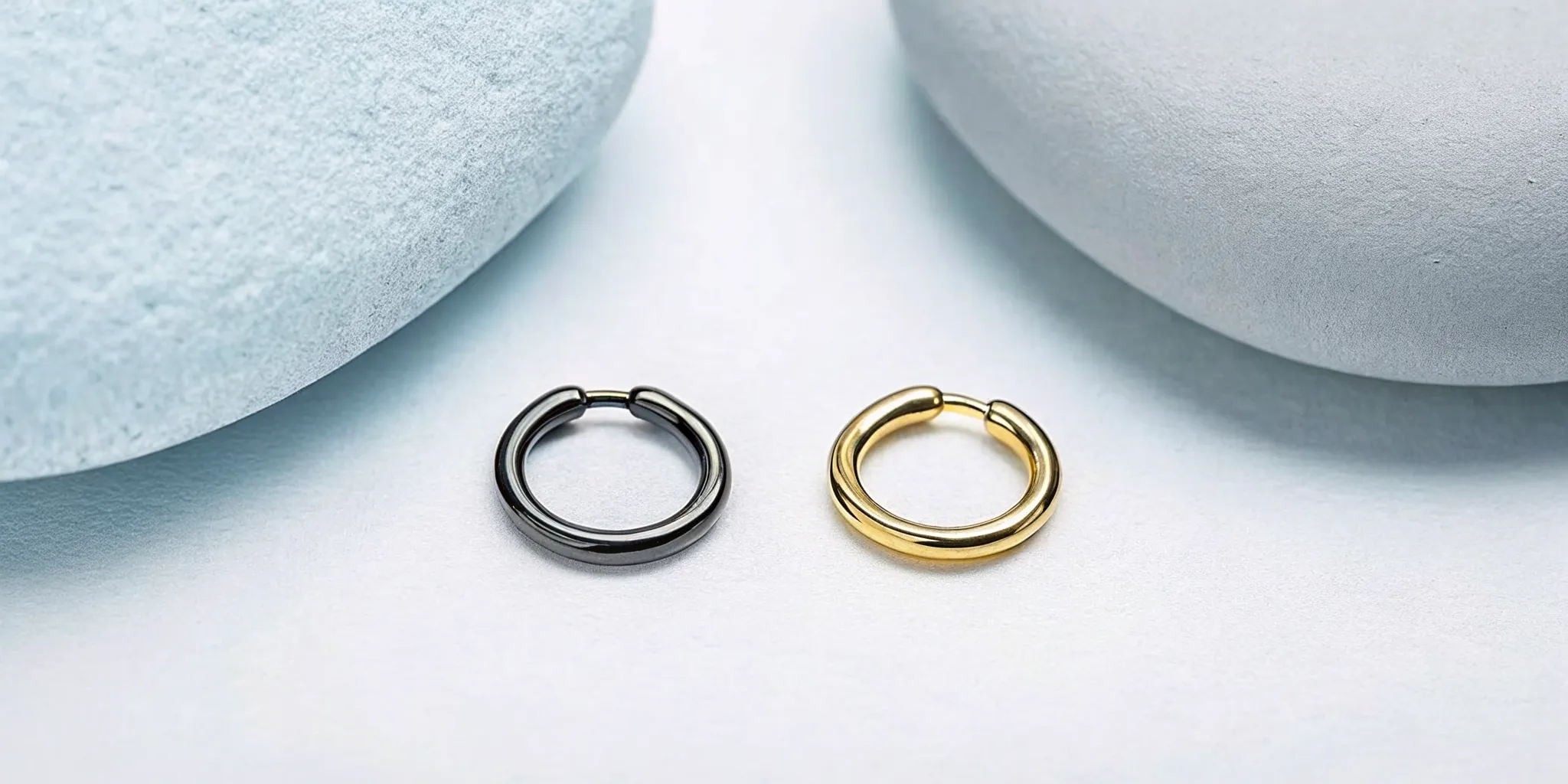 Gold and titanium septum jewelry ring styles