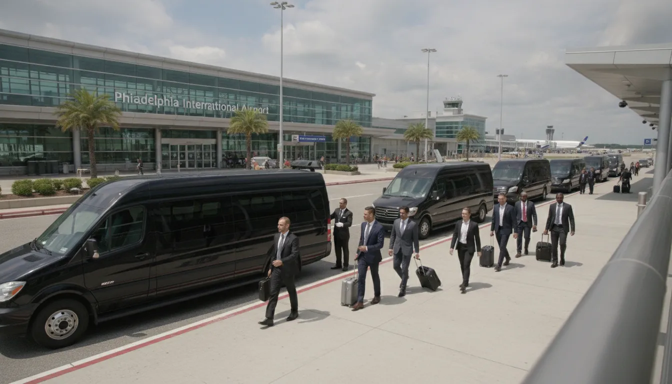 Large group meeting private airport transportation in Philadelphia