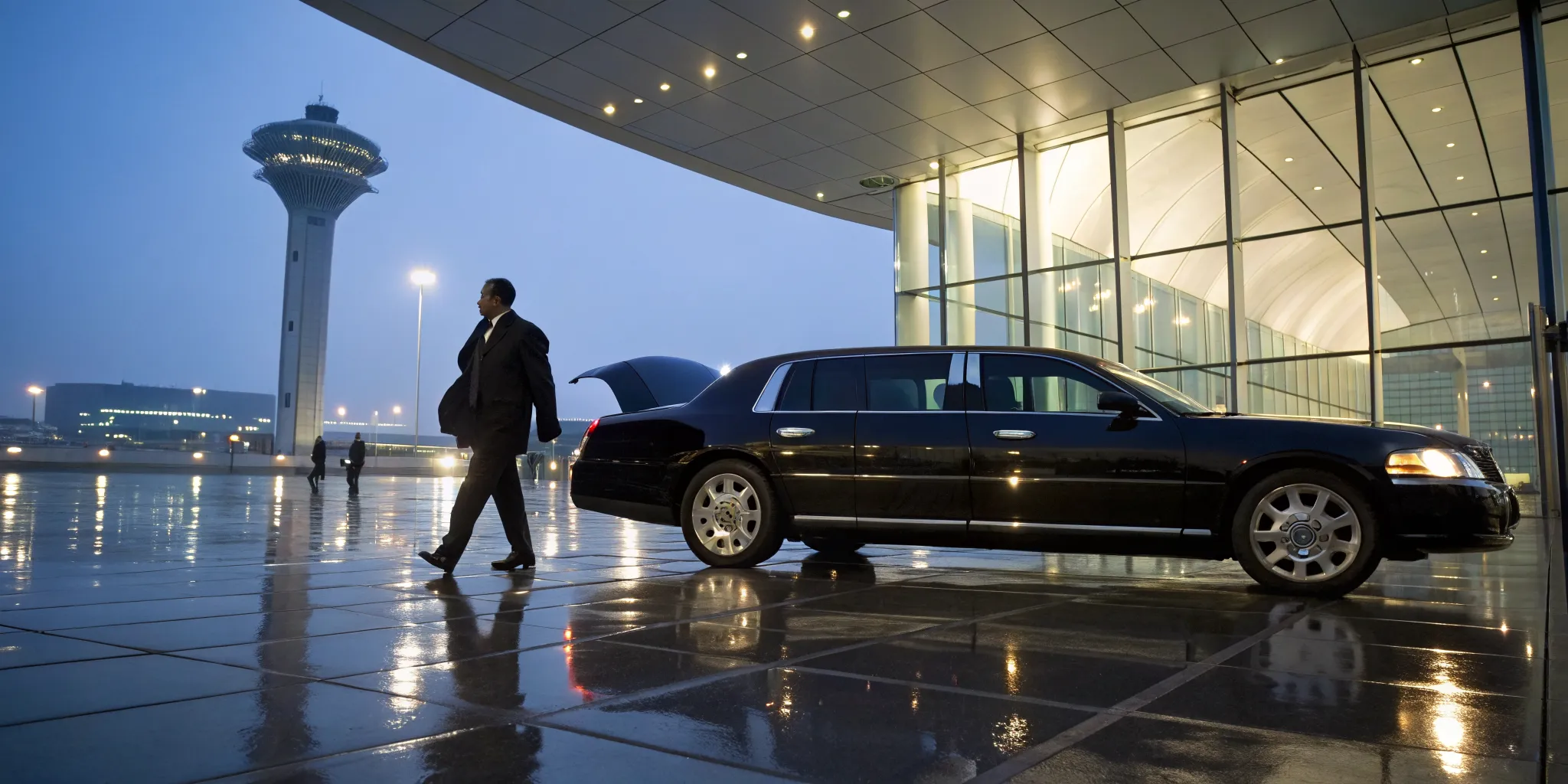 Atlantic City PHL limousine waiting at the airport terminal.