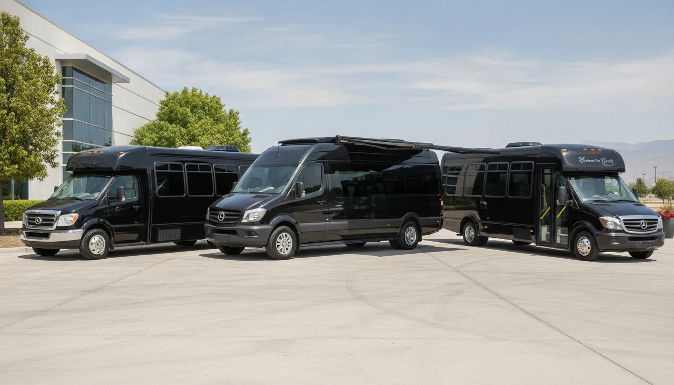 Shuttle van, Sprinter van, and mini coach comparison