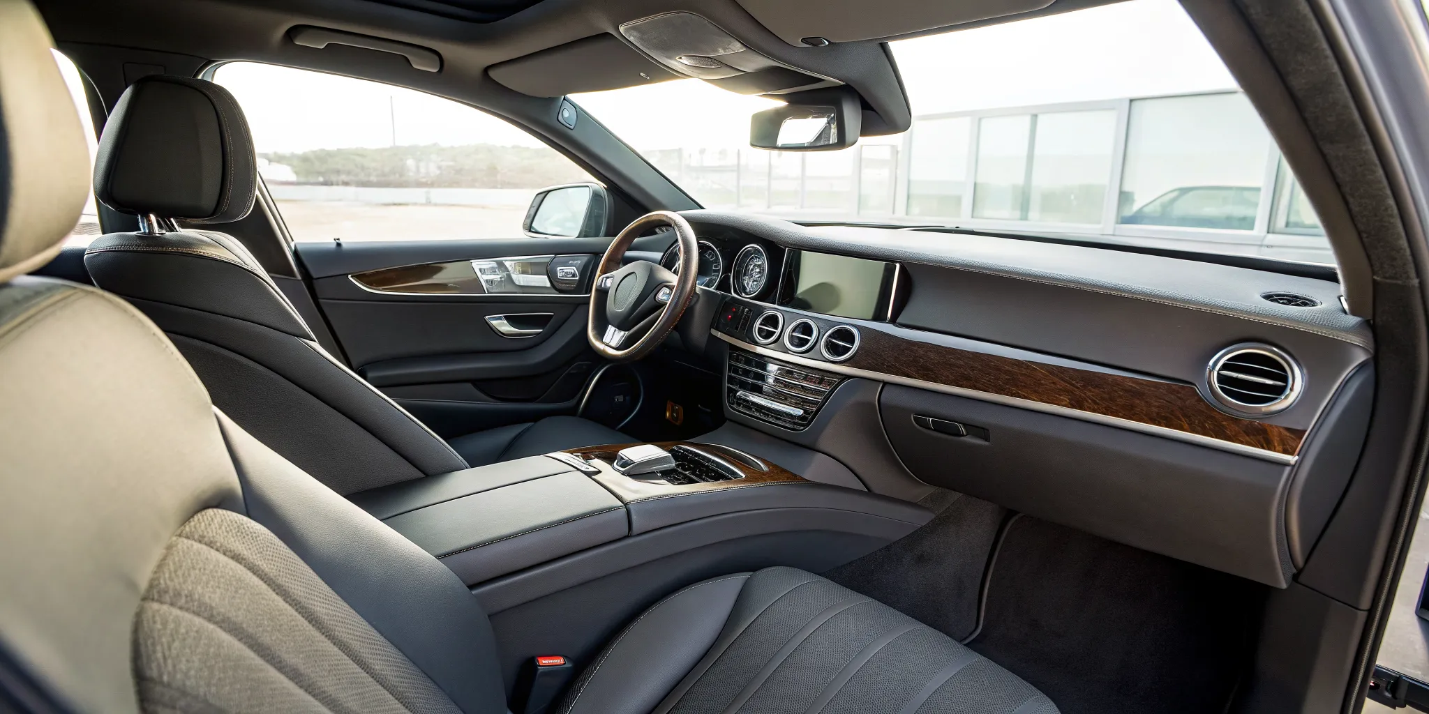 Luxury executive car interior with advanced AC controls for premium comfort.