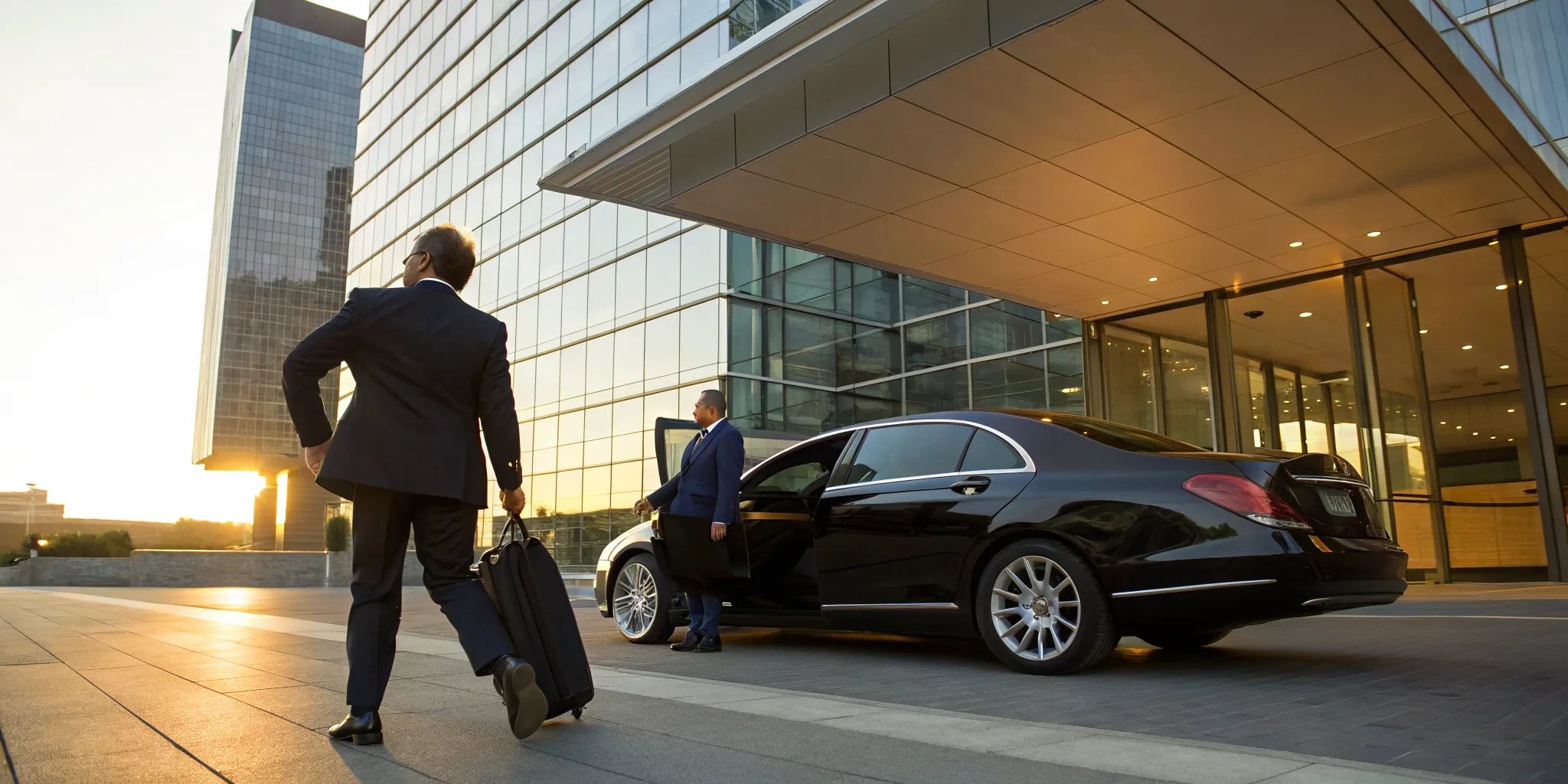 Executive chauffeur in KOP with a luxury sedan for a businessman's corporate travel.