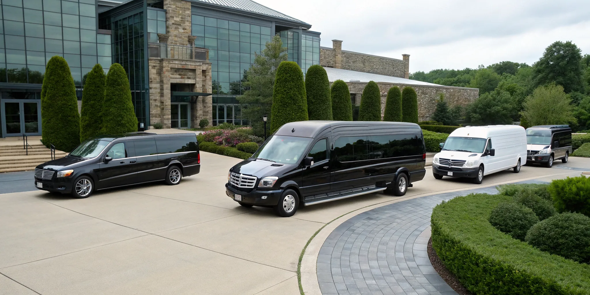 A luxury party bus and van offering party transportation for an event in Glen Mills.