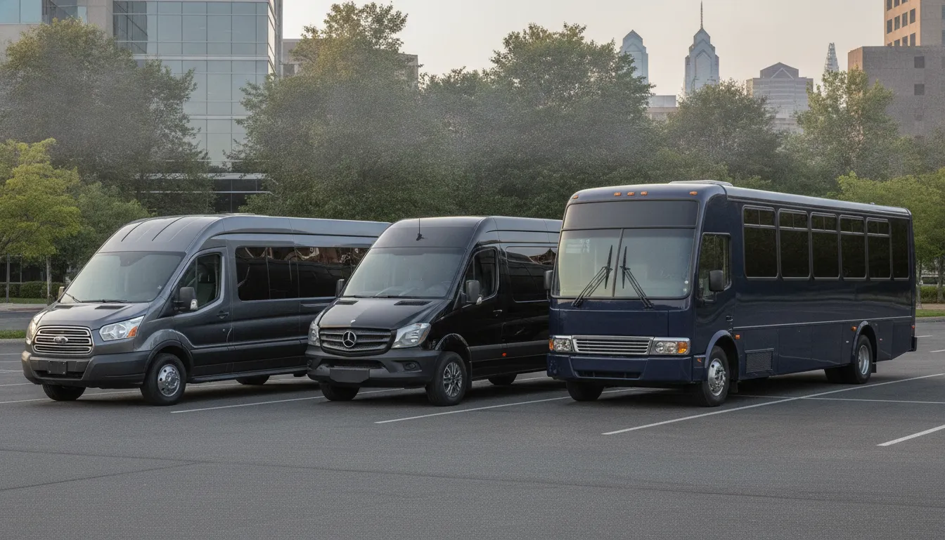 Shuttle van, Sprinter van, and mini coach for charter bus services