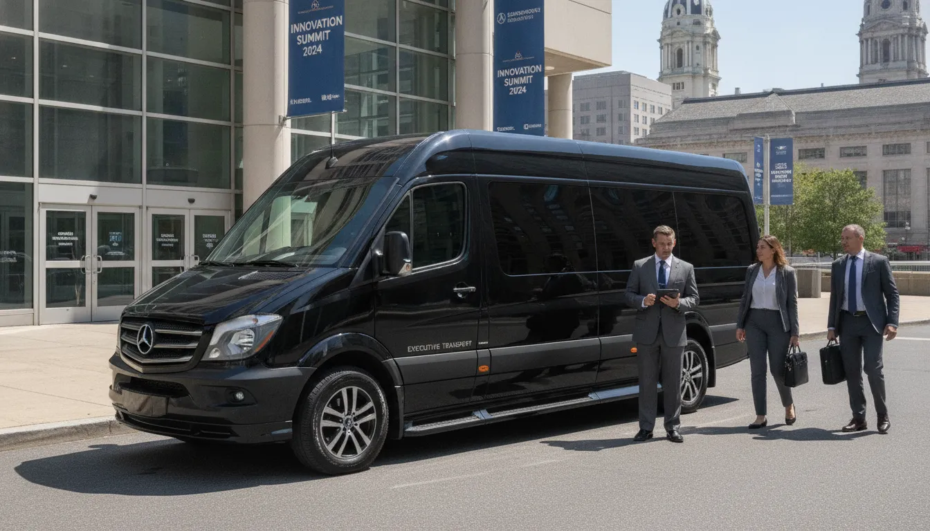 Mercedes Sprinter luxury van for corporate group transportation in Philadelphia