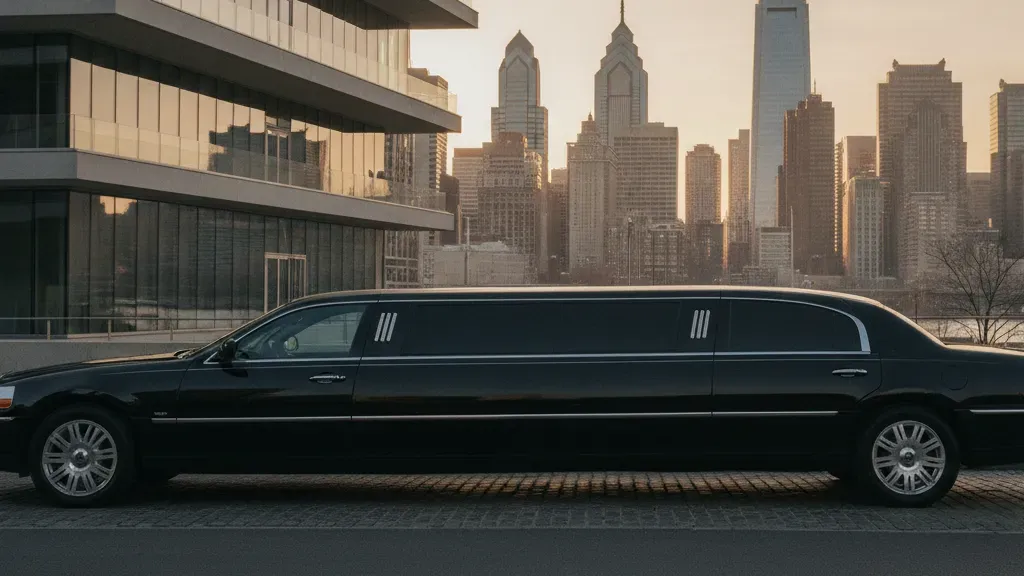 Black luxury sedan limousine in Philadelphia showing the cost of limo rental in Philadelphia