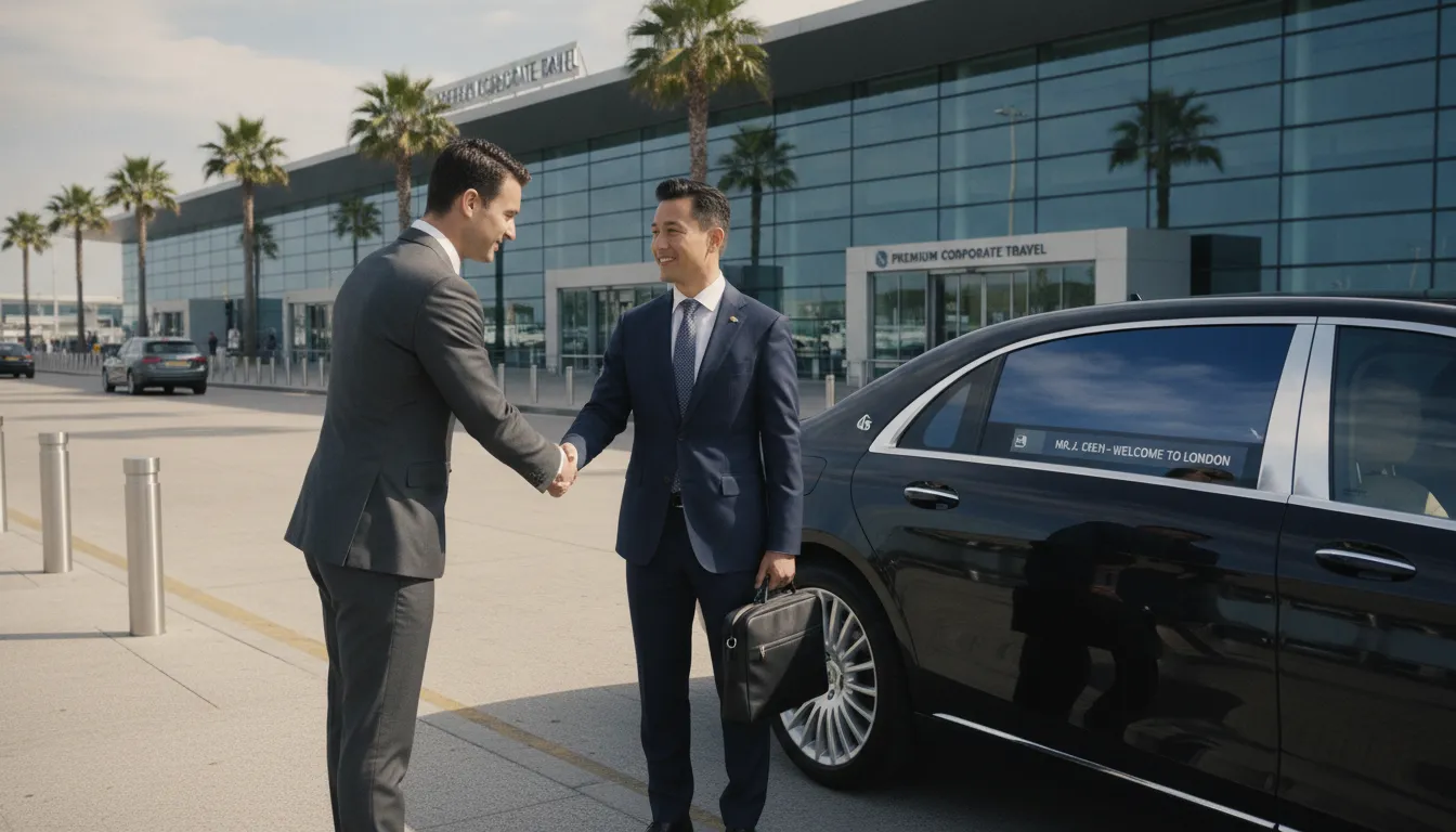 Professional chauffeur greeting an executive airport guest