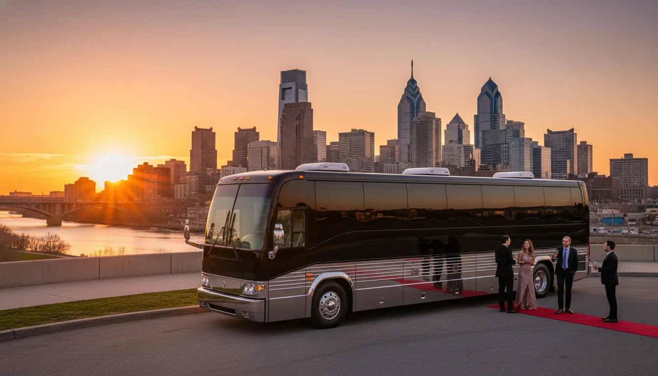 Premium party bus for a Philadelphia group event