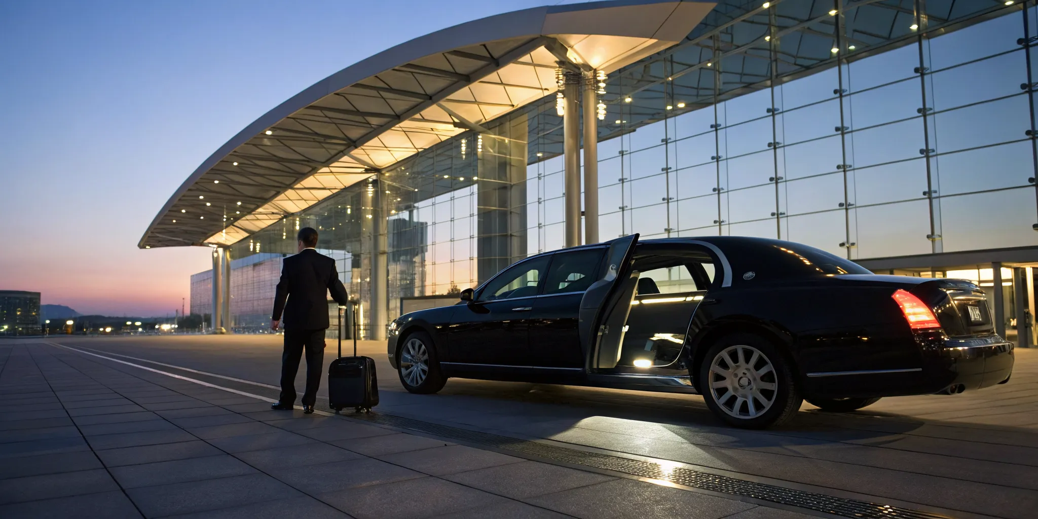 A black limo service for a traveler arriving at the Atlantic City airport.