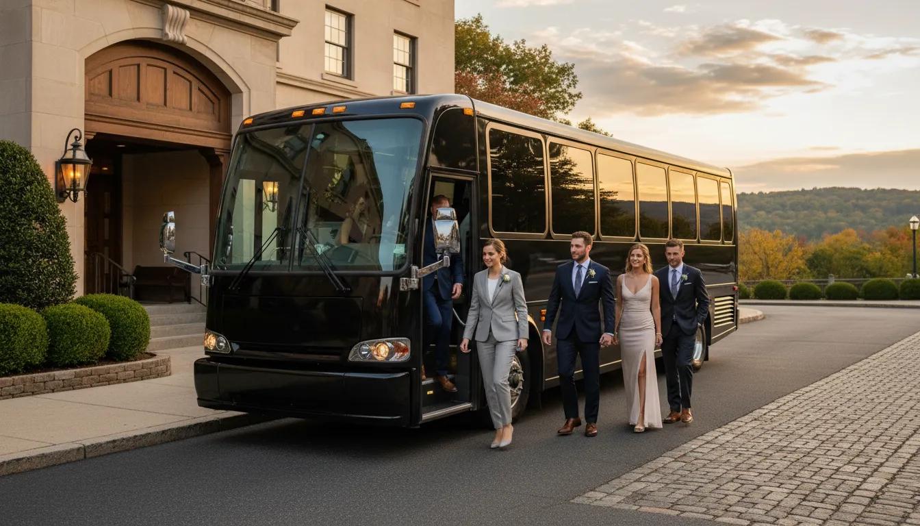 Philadelphia wedding guest shuttle ready for hotel pickup