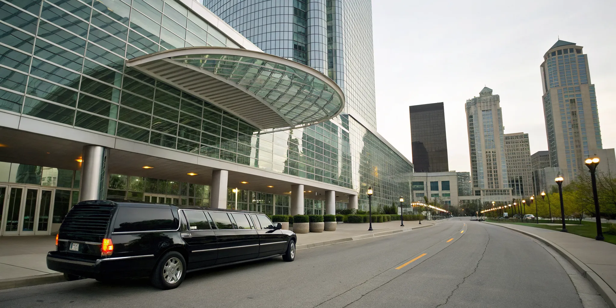 A black limousine provides event transport in KOP.