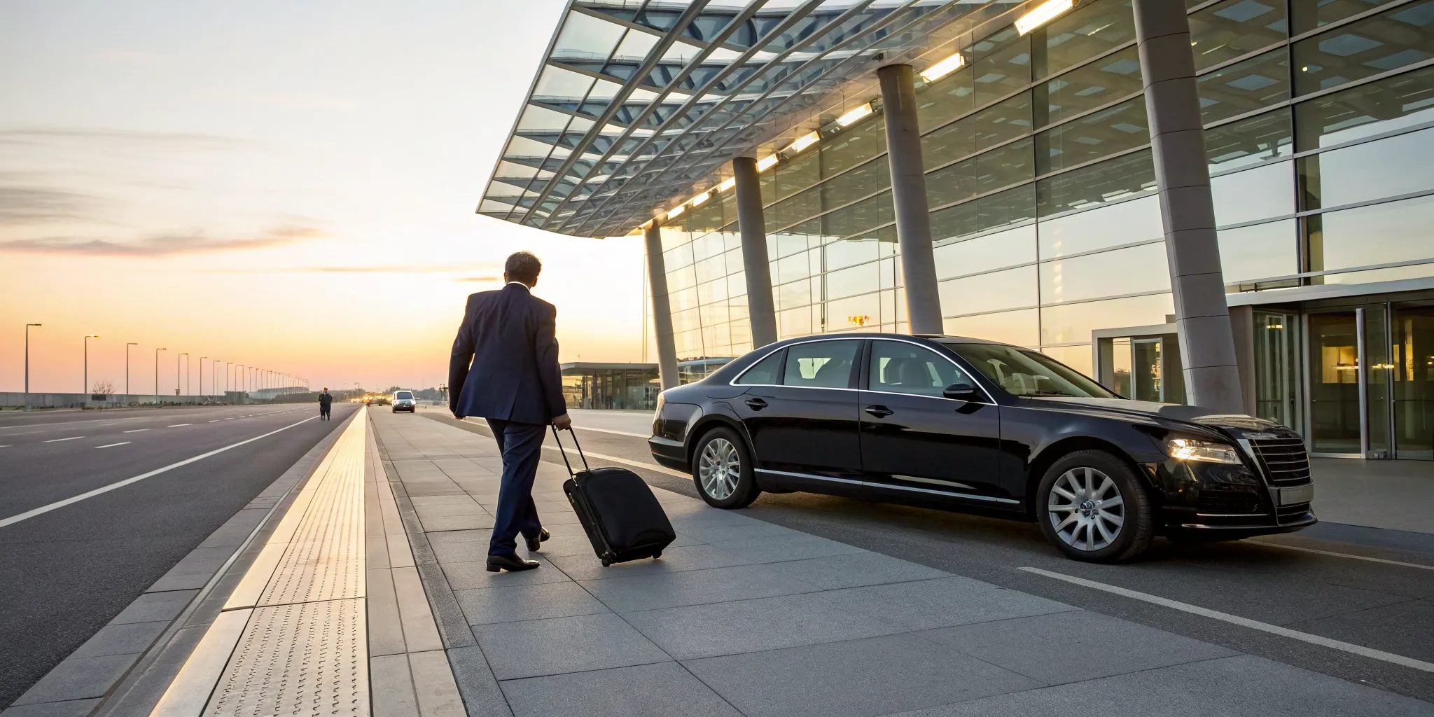 A professional chauffeur with an executive sedan for a luxury airport transfer in Glen Mills.
