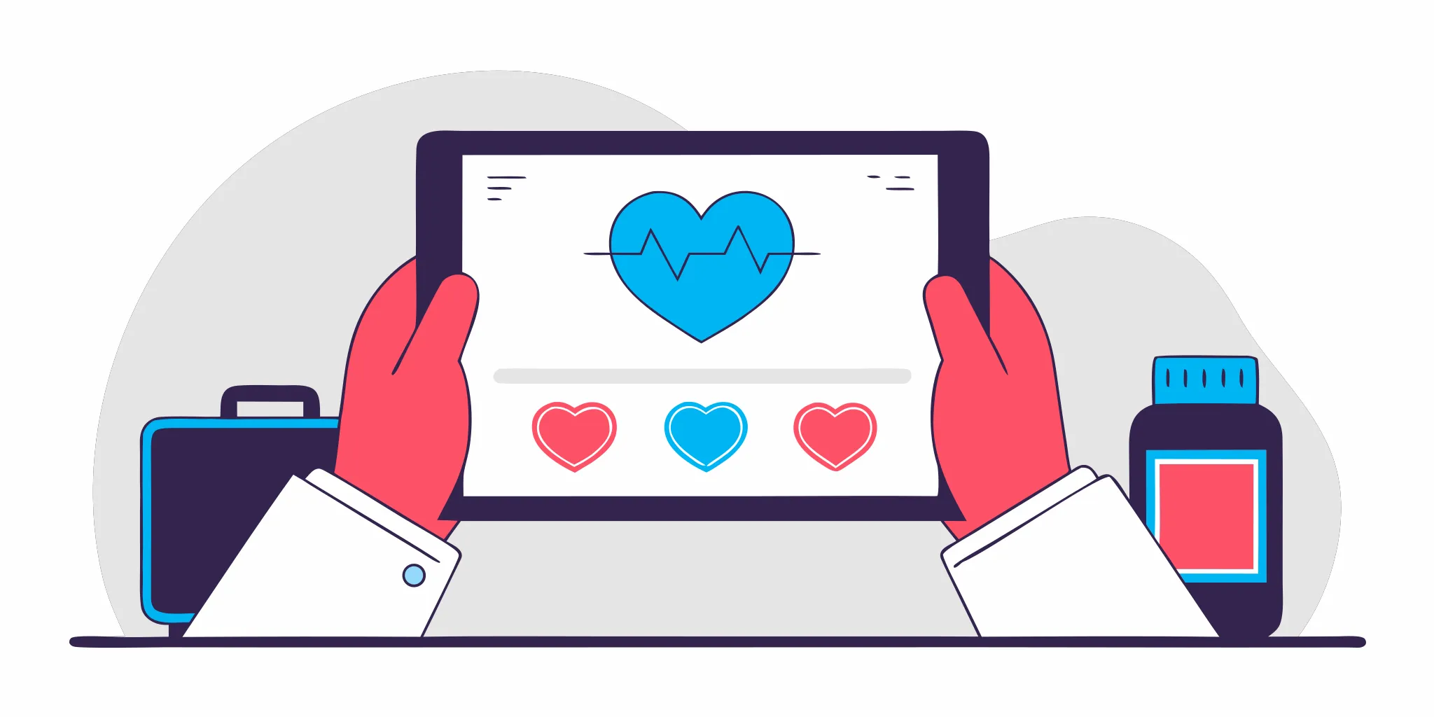 Doctor reviewing patient vitals on a tablet for remote heart failure monitoring.