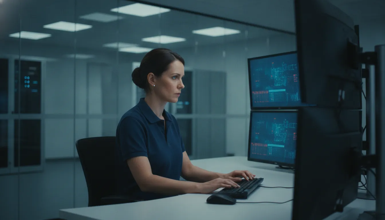 Professional alarm monitoring operator responding to an alert