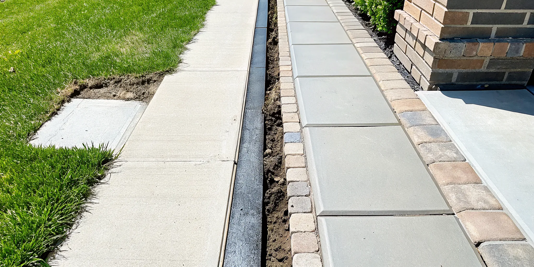 Comparison of a sealed driveway joint and an open weathered concrete joint