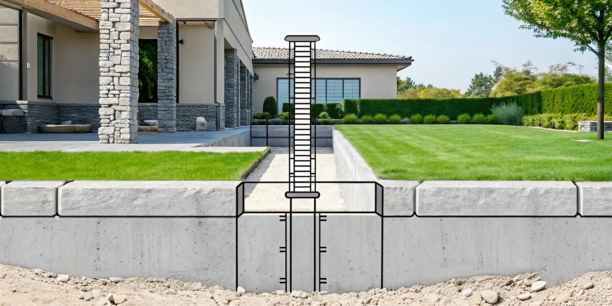 Cross-section engineering diagram comparing helical pier screw-plate design against push pier straight-pipe and bracket assembly in expansive clay soil