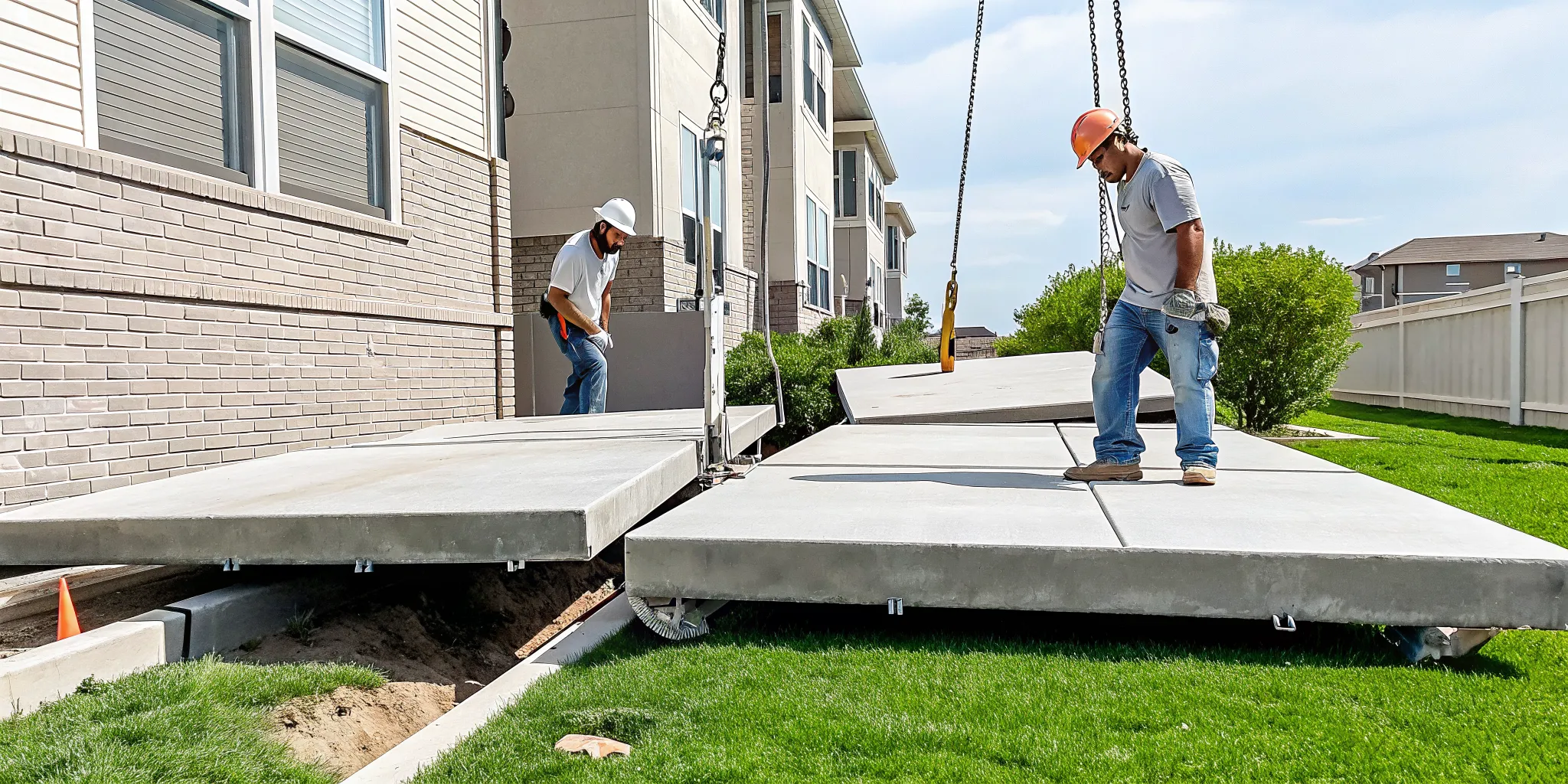 Helical steel piers supporting a shared townhome foundation on expansive clay soil