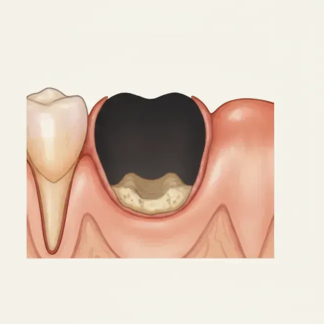 Illustration of an empty extraction socket with pale bone visible at the base