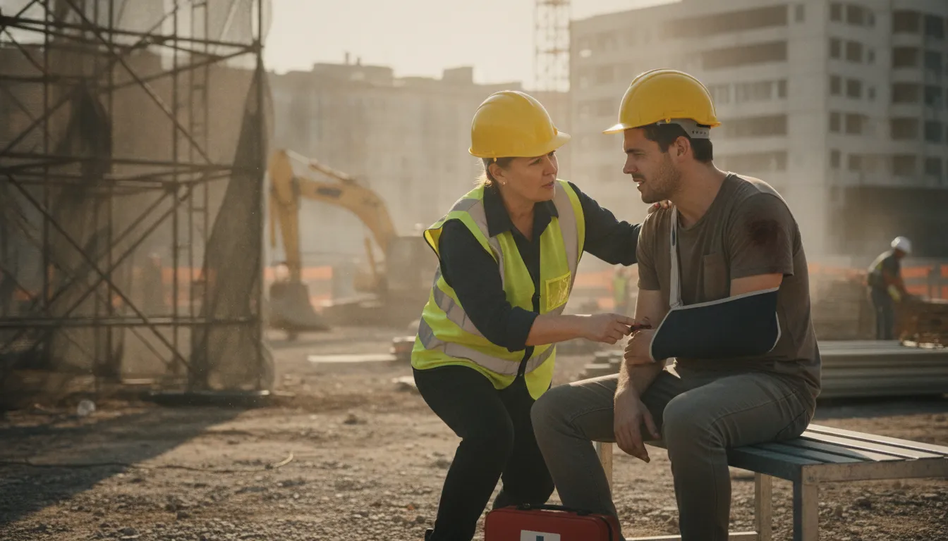 California construction worker and attorney reviewing preserved accident evidence