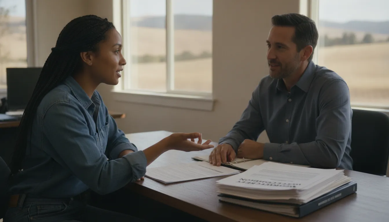 Immigrant worker discussing a California workers compensation claim with an attorney