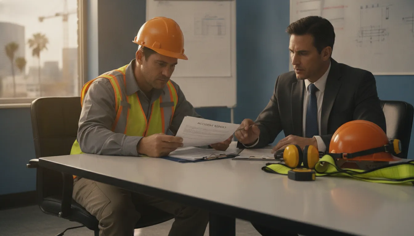 Injured California worker reviewing third party claim records with an attorney