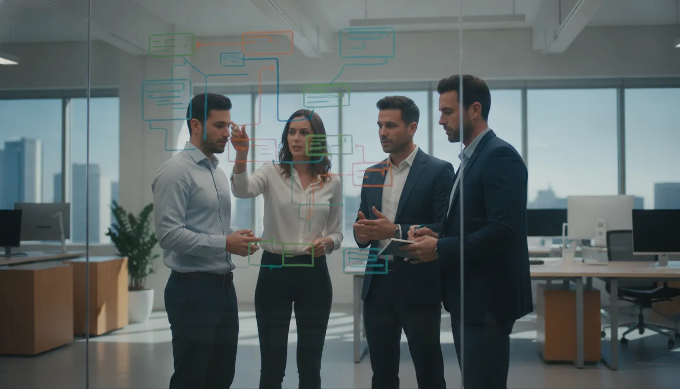 Technology consulting team planning custom ERP architecture