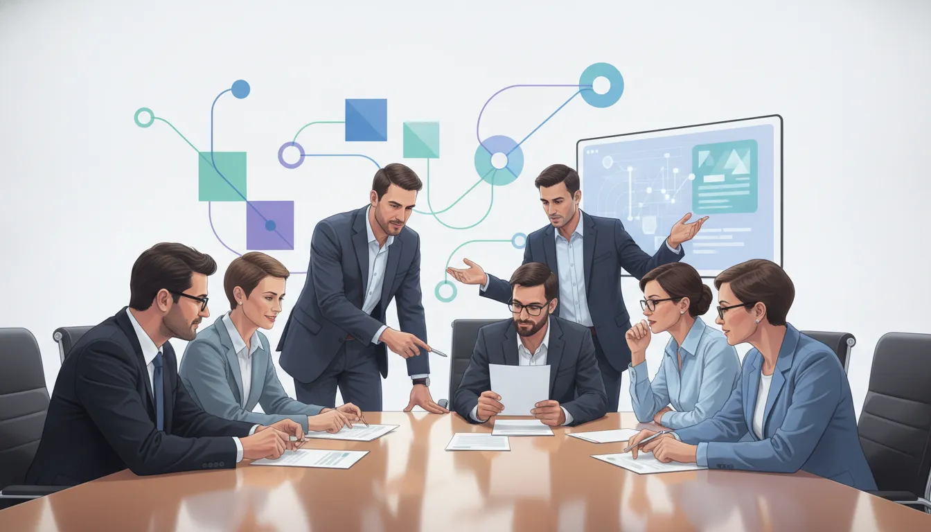 Cross-functional team reviewing controls to prevent ERP implementation mistakes
