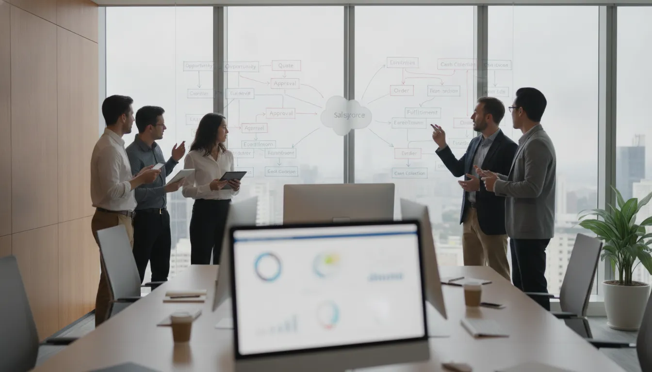 Revenue operations team planning a Salesforce CPQ implementation workflow