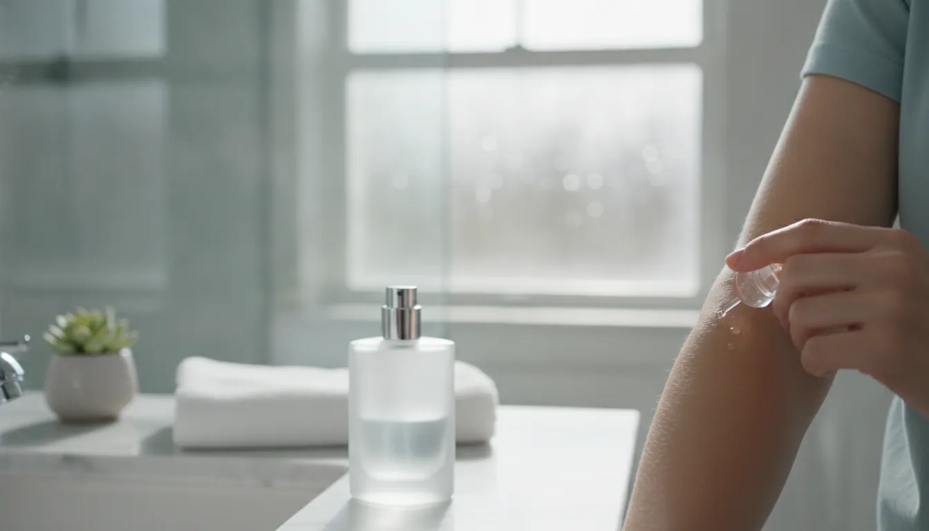 Applying perfume to a pulse point on the wrist