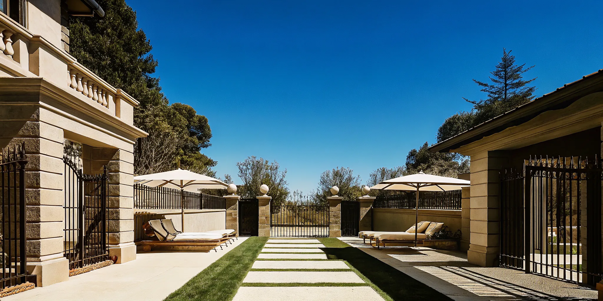 Lush outdoor lawn and seating at The Charles Chateau