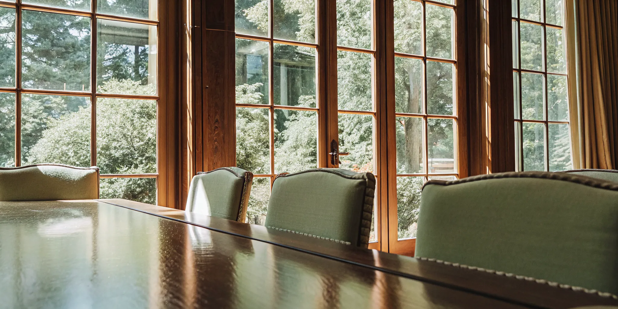 Elegant private estate meeting room with natural light and space for executive strategy sessions
