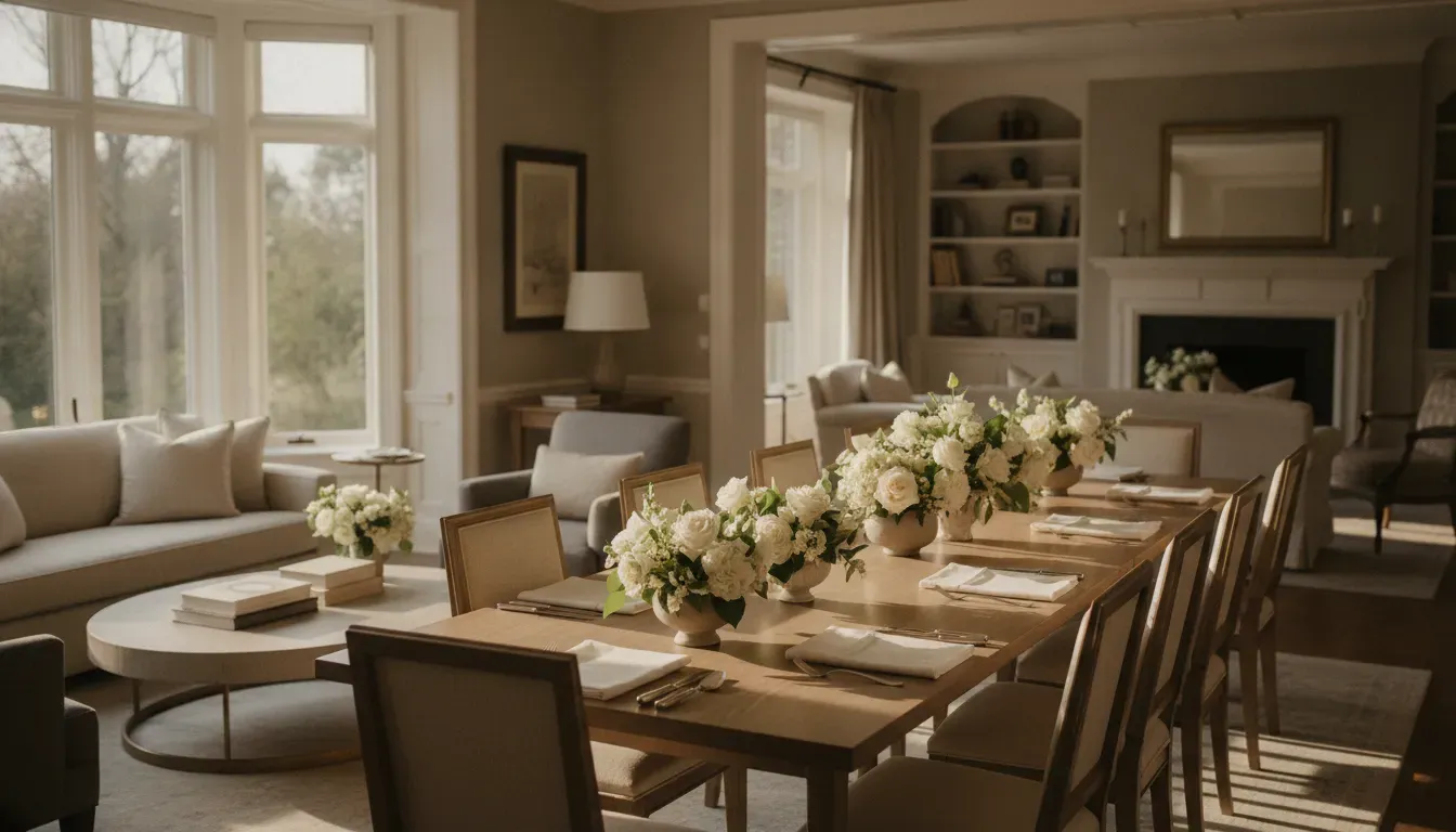 Elegant private estate dining and gathering space near Boston