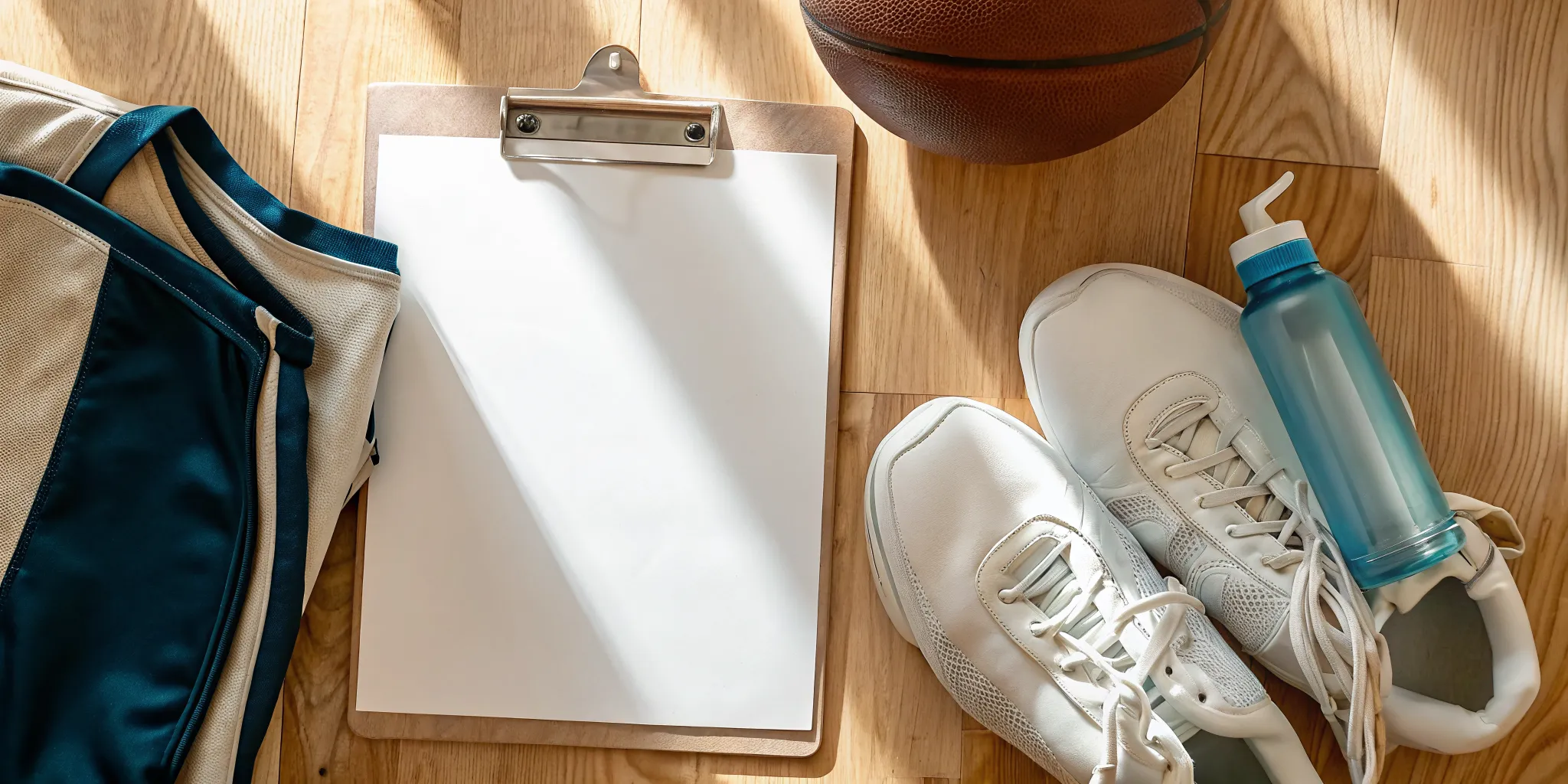 Sports gear prepared for a pediatric sports physical appointment