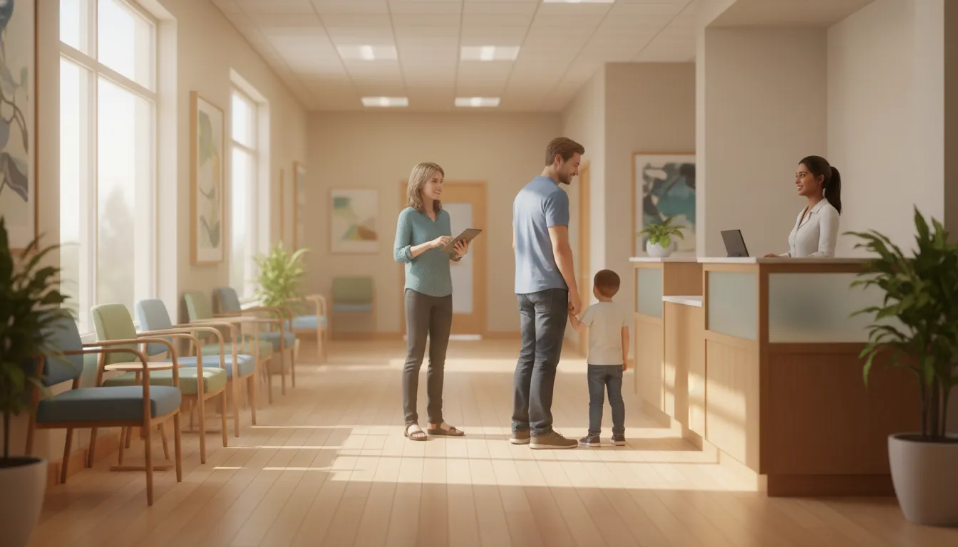 Family arriving for pediatric and adult same day sick visit care at Preferred Medical Group