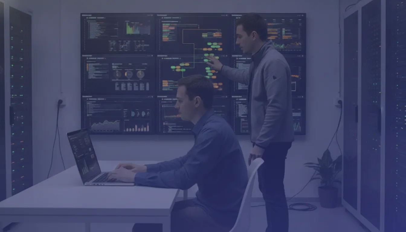 Platform engineers reviewing Kubernetes cluster resource metrics during an OOM diagnosis