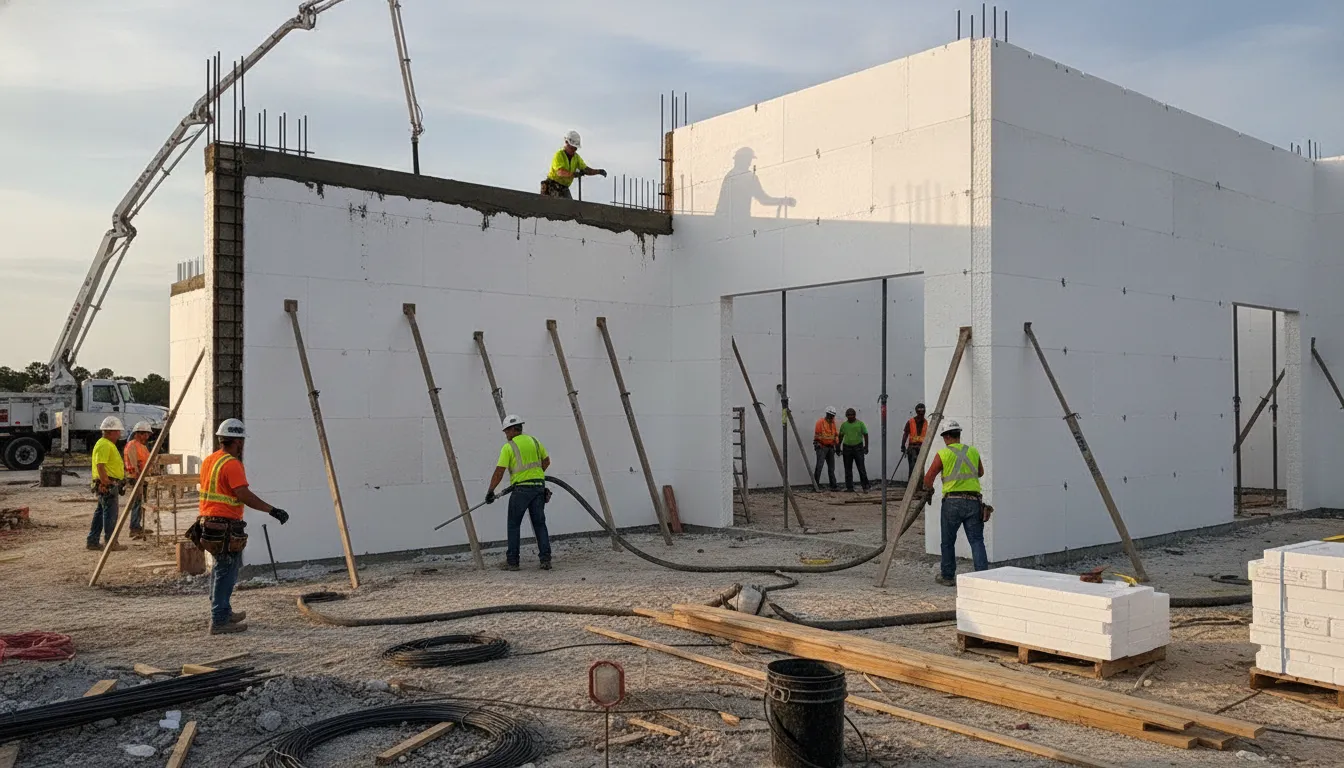Steel-reinforced ICF exterior walls on a Florida coastal custom home