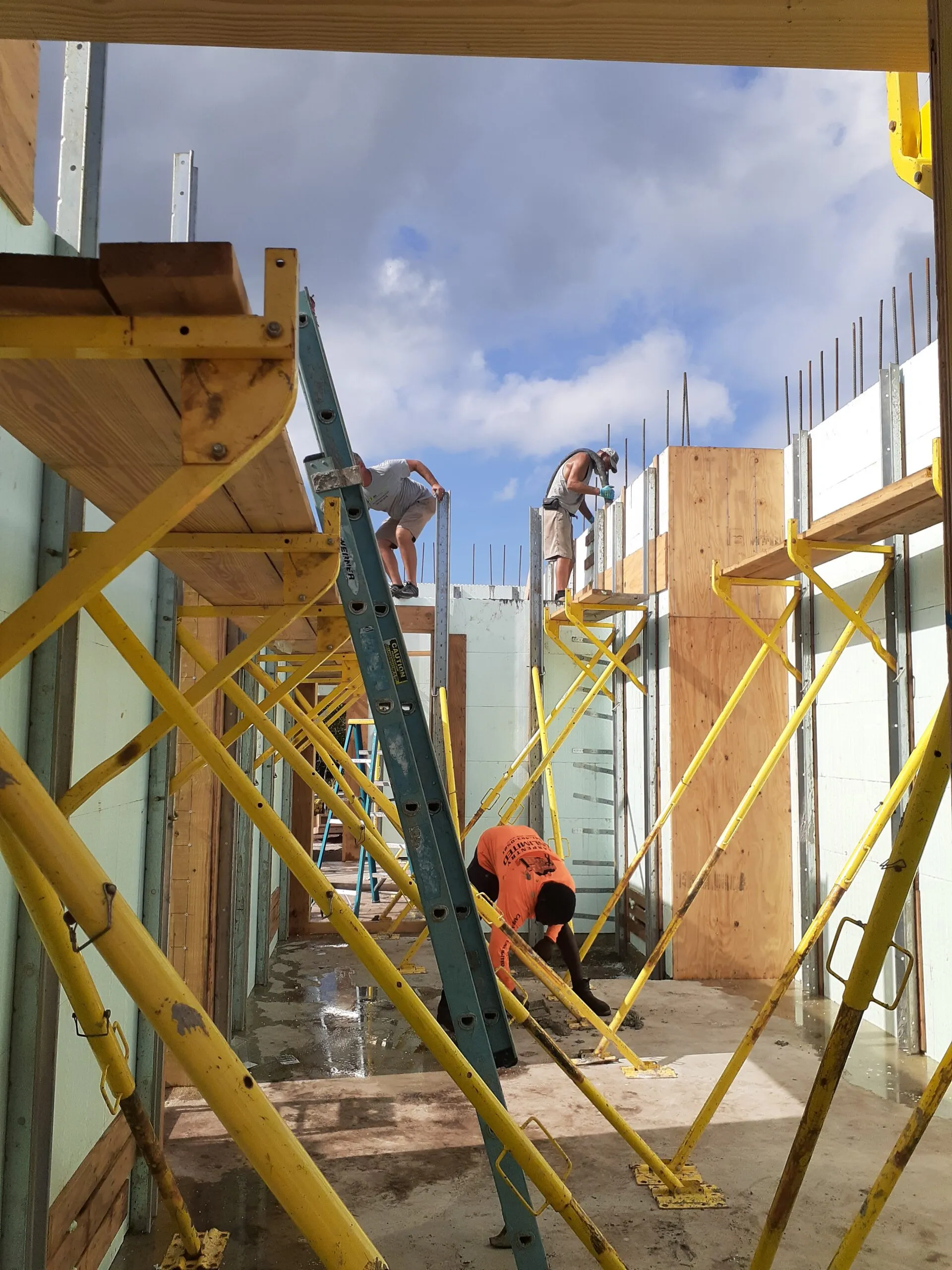 Net Zero Construction crew working on ICF wall construction