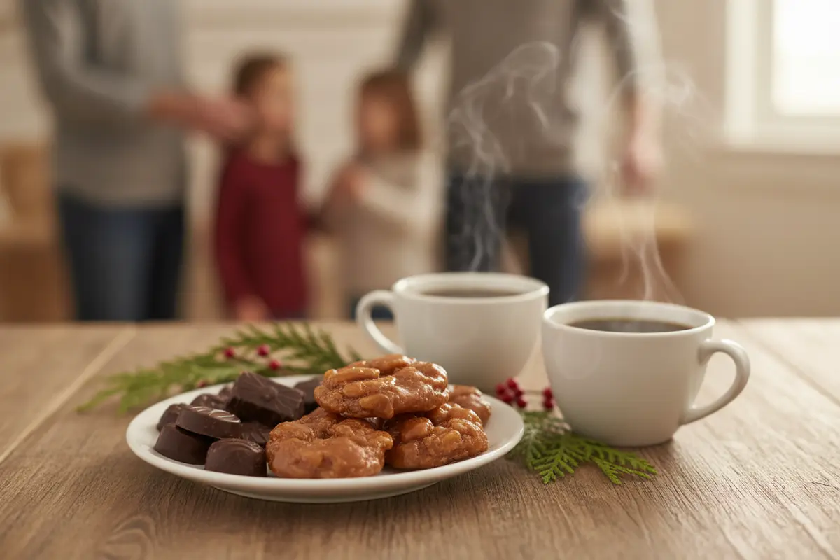 Chocolates and pralines set out for a holiday gathering