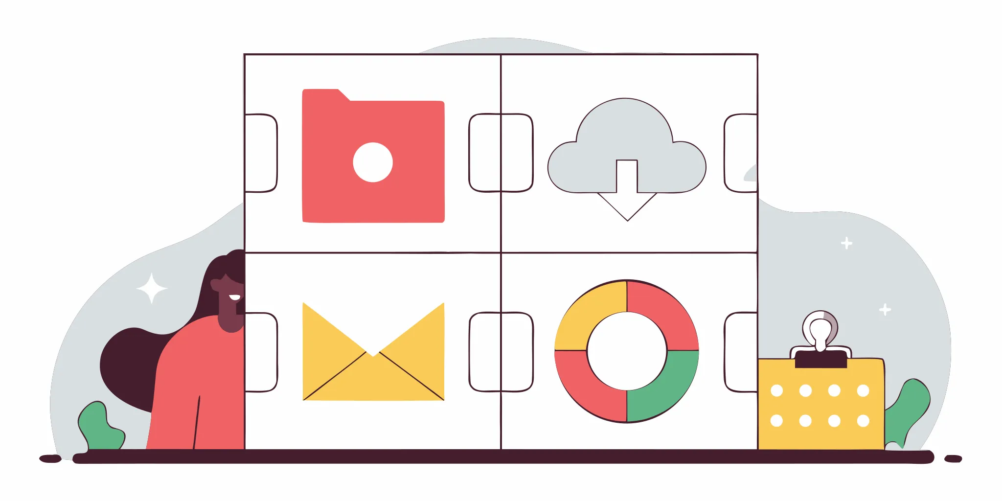 Puzzle pieces with icons connecting Gmail and Salesforce via a Chrome extension.