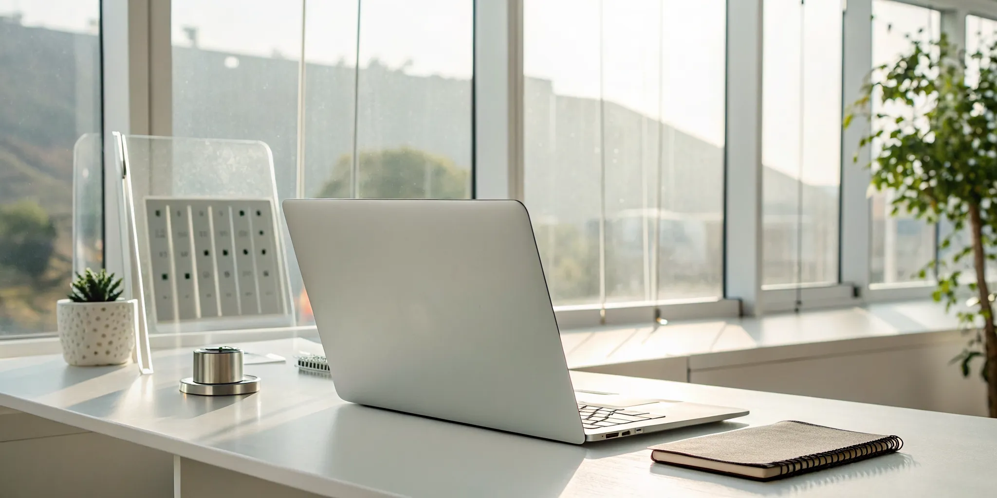 Laptop on a desk being used to test a free trial for an AI meeting summarizer.